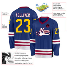 Load image into Gallery viewer, Custom Royal Gold-Maroon Hockey Jersey