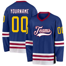 Load image into Gallery viewer, Custom Royal Gold-Maroon Hockey Jersey