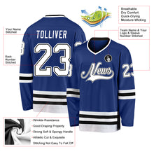 Load image into Gallery viewer, Custom Royal White-Black Hockey Jersey