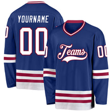 Load image into Gallery viewer, Custom Royal White-Maroon Hockey Jersey