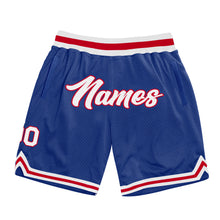 Load image into Gallery viewer, Custom Royal White-Red Authentic Throwback Basketball Shorts