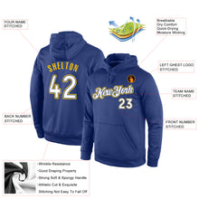 Load image into Gallery viewer, Custom Stitched Royal White-Gold Sports Pullover Sweatshirt Hoodie