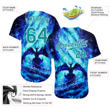 Load image into Gallery viewer, Custom Royal Teal-White 3D Pattern Design Water Dragon Authentic Baseball Jersey