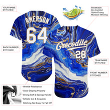 Load image into Gallery viewer, Custom Royal White-Old Gold 3D Pattern Design Marble Authentic Baseball Jersey