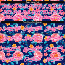 Load image into Gallery viewer, Custom Royal Pink-White 3D Pattern Design Flowers Authentic Baseball Jersey