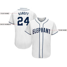 Load image into Gallery viewer, Custom White Navy Baseball Jersey