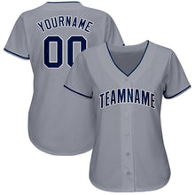 Load image into Gallery viewer, Custom Gray Navy-White Baseball Jersey