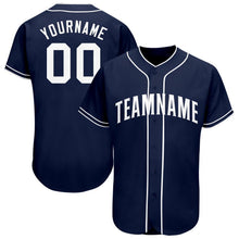 Load image into Gallery viewer, Custom Navy White Baseball Jersey