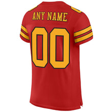 Load image into Gallery viewer, Custom Scarlet Gold-Black Mesh Authentic Football Jersey - Fcustom