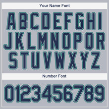 Load image into Gallery viewer, Custom Gray Navy-Teal Baseball Jersey