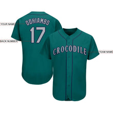 Load image into Gallery viewer, Custom Teal Gray-Navy Baseball Jersey
