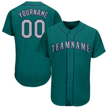 Load image into Gallery viewer, Custom Aqua Gray-Navy Baseball Jersey