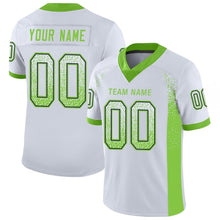 Load image into Gallery viewer, Custom White Neon Green-Navy Drift Fashion Football Jersey