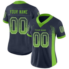 Load image into Gallery viewer, Custom Navy Neon Green-Gray Drift Fashion Football Jersey