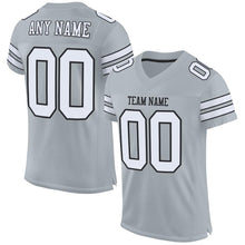 Load image into Gallery viewer, Custom Silver White-Black Mesh Authentic Football Jersey - Fcustom