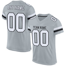 Load image into Gallery viewer, Custom Silver White-Black Mesh Authentic Football Jersey