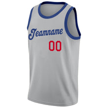 Load image into Gallery viewer, Custom Gray Royal-Red Round Neck Rib-Knit Basketball Jersey