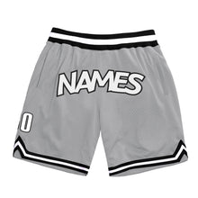 Load image into Gallery viewer, Custom Gray White-Black Authentic Throwback Basketball Shorts