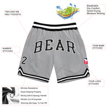 Load image into Gallery viewer, Custom Gray Black-White Authentic Throwback Basketball Shorts