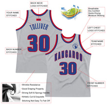 Load image into Gallery viewer, Custom Gray Royal-Red Authentic Throwback Basketball Jersey