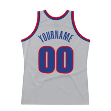 Load image into Gallery viewer, Custom Gray Royal-Red Authentic Throwback Basketball Jersey