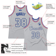 Load image into Gallery viewer, Custom Gray Gray-Royal Authentic Throwback Basketball Jersey