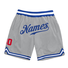 Load image into Gallery viewer, Custom Gray Royal-Red Authentic Throwback Basketball Shorts