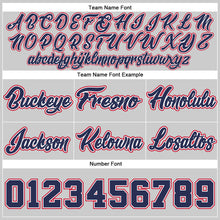 Load image into Gallery viewer, Custom Gray Navy-Red Authentic Throwback Basketball Shorts