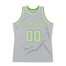 Load image into Gallery viewer, Custom Gray Gray-Neon green Authentic Throwback Basketball Jersey