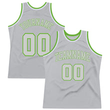 Load image into Gallery viewer, Custom Gray Gray-Neon green Authentic Throwback Basketball Jersey