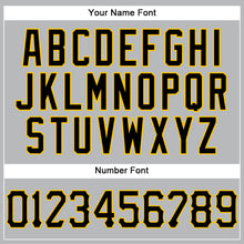 Load image into Gallery viewer, Custom Gray Black Pinstripe Black-Gold Authentic Basketball Jersey