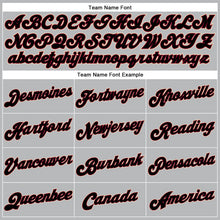 Load image into Gallery viewer, Custom Gray Black Pinstripe Black-Maroon Authentic Basketball Jersey