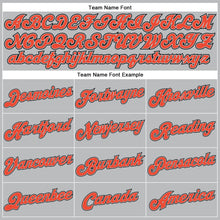 Load image into Gallery viewer, Custom Gray Black Pinstripe Orange-Black Authentic Basketball Jersey