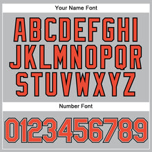 Load image into Gallery viewer, Custom Gray Black Pinstripe Orange-Black Authentic Basketball Jersey