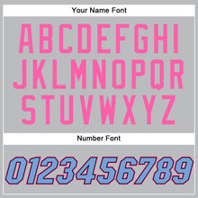 Load image into Gallery viewer, Custom Gray Black Pinstripe Light Blue-Pink Authentic Basketball Jersey