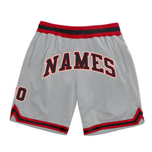 Load image into Gallery viewer, Custom Gray Black-Red Authentic Throwback Basketball Shorts