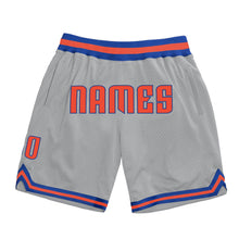 Load image into Gallery viewer, Custom Gray Orange-Royal Authentic Throwback Basketball Shorts