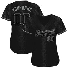Load image into Gallery viewer, Custom Black Snakeskin Black-Gray 3D Pattern Design Authentic Baseball Jersey