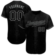 Load image into Gallery viewer, Custom Black Snakeskin Black-Gray 3D Pattern Design Authentic Baseball Jersey