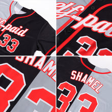Load image into Gallery viewer, Custom Black Red-Gray Authentic Split Fashion Baseball Jersey