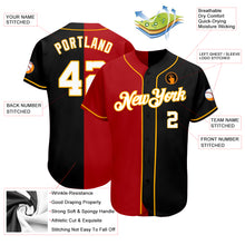 Load image into Gallery viewer, Custom Black White-Red Authentic Split Fashion Baseball Jersey