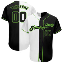 Load image into Gallery viewer, Custom White-Black Neon Green Authentic Split Fashion Baseball Jersey