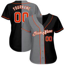 Load image into Gallery viewer, Custom Black Orange-Gray Authentic Split Fashion Baseball Jersey