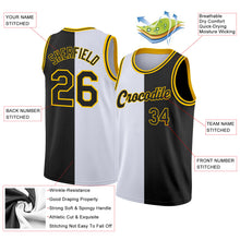 Load image into Gallery viewer, Custom White Black-Gold Authentic Split Fashion Basketball Jersey