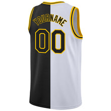 Load image into Gallery viewer, Custom White Black-Gold Authentic Split Fashion Basketball Jersey