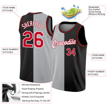 Load image into Gallery viewer, Custom Black Red-Gray Authentic Split Fashion Basketball Jersey