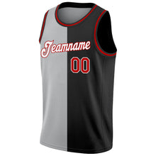 Load image into Gallery viewer, Custom Black Red-Gray Authentic Split Fashion Basketball Jersey