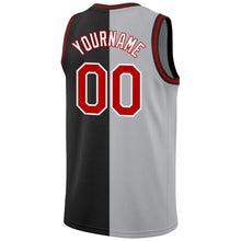 Load image into Gallery viewer, Custom Black Red-Gray Authentic Split Fashion Basketball Jersey