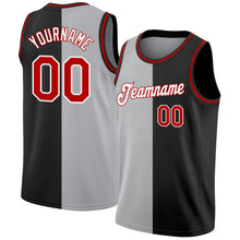 Load image into Gallery viewer, Custom Black Red-Gray Authentic Split Fashion Basketball Jersey