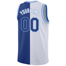 Load image into Gallery viewer, Custom White Royal-Light Blue Authentic Split Fashion Basketball Jersey
